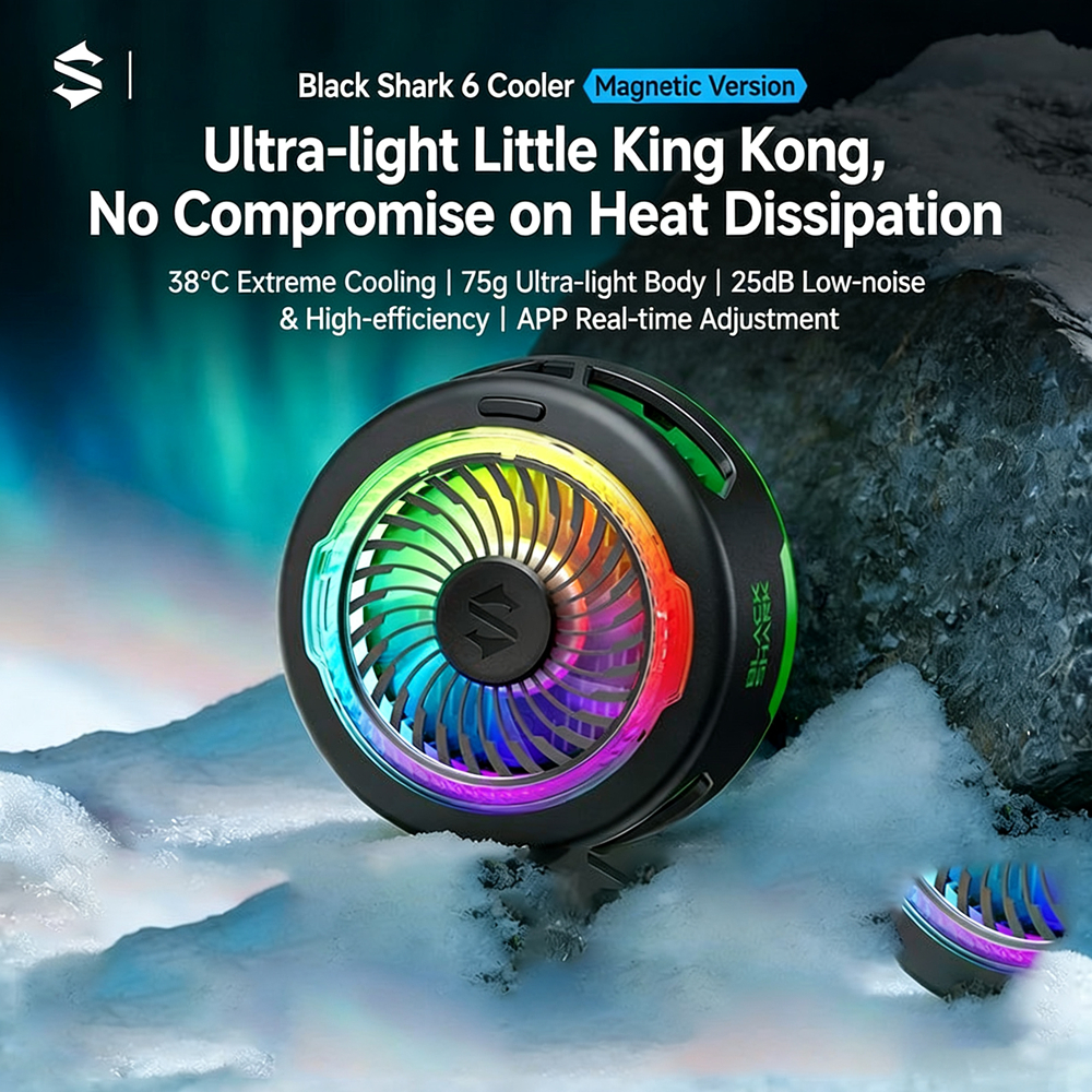 Black Shark Ice Cooling Back Clip 6 Magnetic Phone Cooler | 38°C Extreme Cooling, 75g Ultra Light, 2