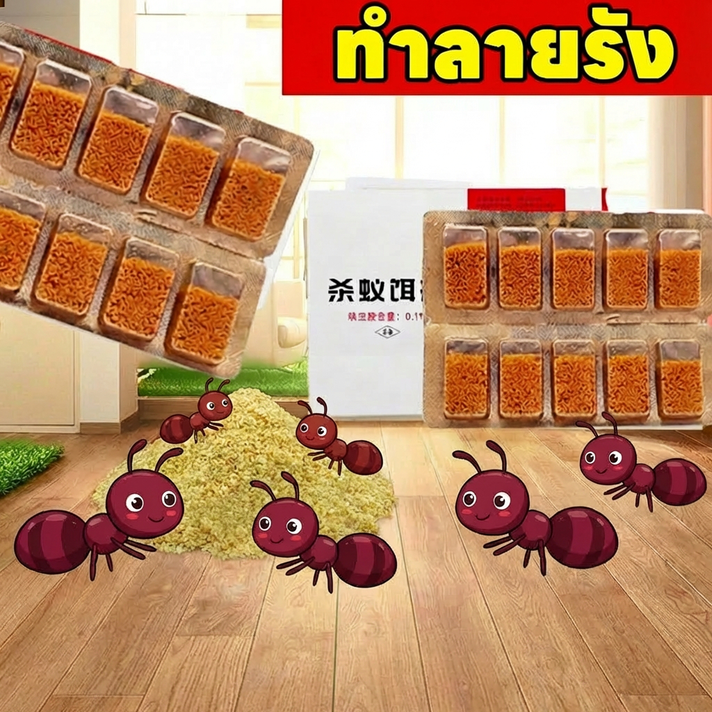 🐜ใช้ยา1ครั้ง ตายยกรัง🐜ยาฆ่ามด เหยื่อมด กำจัดมด 1 กล่อง 10 เม็ด 1 เม็ด ใช้ได้ 90 วัน ผงฆ่ามด ผงยาฆ่ามด สูตรตายยกรัง ภายใน ยาปลวก เหยื่อปลวก ฆ่าอย่างมีประสิทธิภาพ โดยทันที  ไม่อันตรายต่อผู้คนและสัตว์เลี้ยง