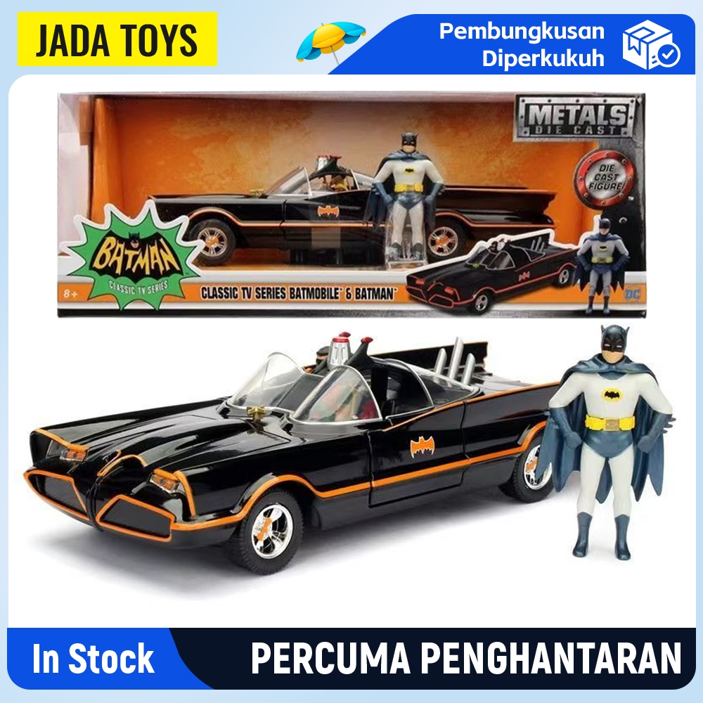 JADA 1:24 Classic TV Series Batmobile with Batman Alloy Die-cast Car Model Toys for Boys