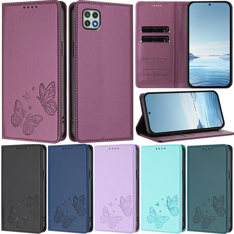 SAMSUNG หรูหราสําหรับSamsung Galaxy A22 A32 A12 M12 A52S A72 A52 A42 5G S20 FE A03S A02Sกระเป๋าสตางค์ผีเสื้อนุ่มPUหนังช่องใส่การ์ดผิวป้องกันพลิกขาตั้งฝาครอบหลายกรณี