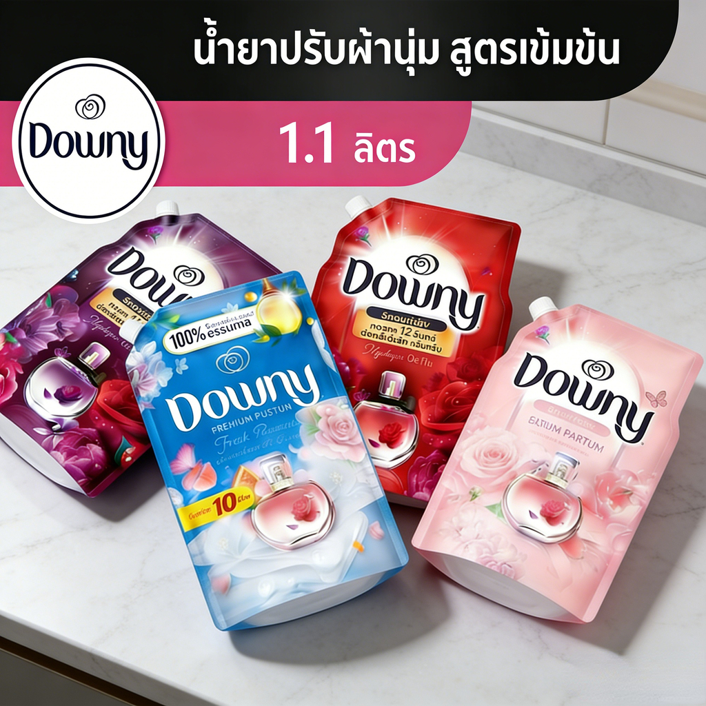 น้ำยาปรับผ้านุ่ม กลิ่นหอมติดทน ป้องกันไฟสถิต ผ้านุ่มสบาย ดูแลผ้า 1100มล x3/x6