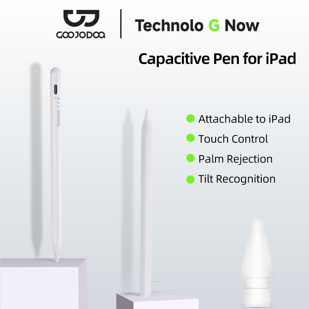 GOOJODOQ CD3292 สไตลัสแม่เหล็กสำหรับ iPad สัมผัสปาล์มปฏิเสธการรับรู้เอียง ปากกาไอแพด ปากกาทัชสกรีน