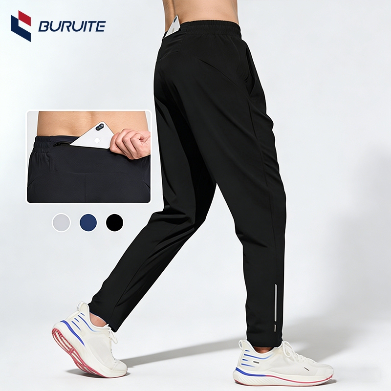 กางเกงออกกำลังกาย แห้งเร็ว ระบายอากาศดี มีกระเป๋า สีดำ สำหรับวิ่ง ปั่นจักรยาน กลางแจ้ง