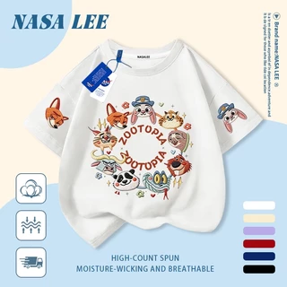 เสื้อยืดเด็กและเยาวชน ผ้าฝ้ายแท้ระบายอากาศ สกรีนลายสัตว์ trend สำหรับเด็กอายุ 3-16 ปี แขนสั้น