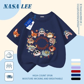 เสื้อยืดเด็กและเยาวชน ผ้าฝ้ายแท้ระบายอากาศ สกรีนลายสัตว์ tre…