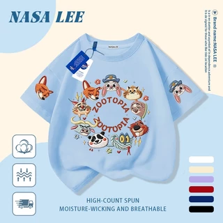 เสื้อยืดเด็กและเยาวชน ผ้าฝ้ายแท้ระบายอากาศ สกรีนลายสัตว์ trend สำหรับเด็กอายุ 3-16 ปี แขนสั้น