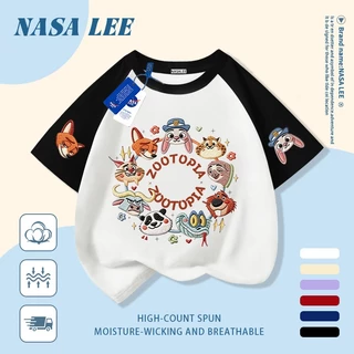 เสื้อยืดเด็กและเยาวชน ผ้าฝ้ายแท้ระบายอากาศ สกรีนลายสัตว์ trend สำหรับเด็กอายุ 3-16 ปี แขนสั้น