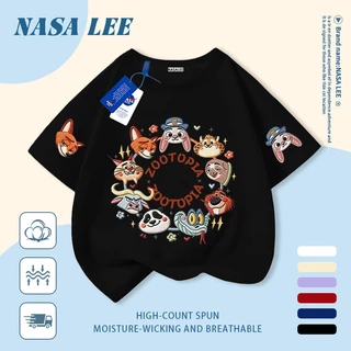 เสื้อยืดเด็กและเยาวชน ผ้าฝ้ายแท้ระบายอากาศ สกรีนลายสัตว์ trend สำหรับเด็กอายุ 3-16 ปี แขนสั้น