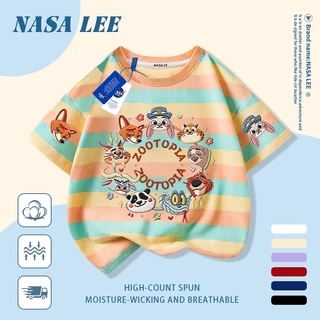 เสื้อยืดเด็กและเยาวชน ผ้าฝ้ายแท้ระบายอากาศ สกรีนลายสัตว์ trend สำหรับเด็กอายุ 3-16 ปี แขนสั้น
