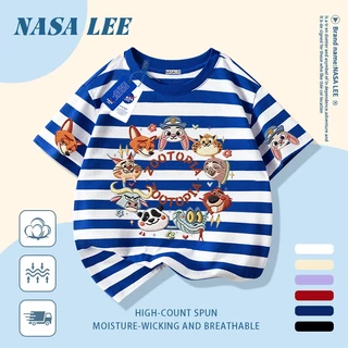เสื้อยืดเด็กและเยาวชน ผ้าฝ้ายแท้ระบายอากาศ สกรีนลายสัตว์ trend สำหรับเด็กอายุ 3-16 ปี แขนสั้น