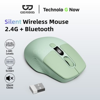 GOOJODOQ Triple Connectivity Mouse 2.4GHz และการออกแบบตามหลักสรีรศาสตร์เงียบ Bluetooth คู่พร้อมจอแสดงผล LED และการปรับ DPI