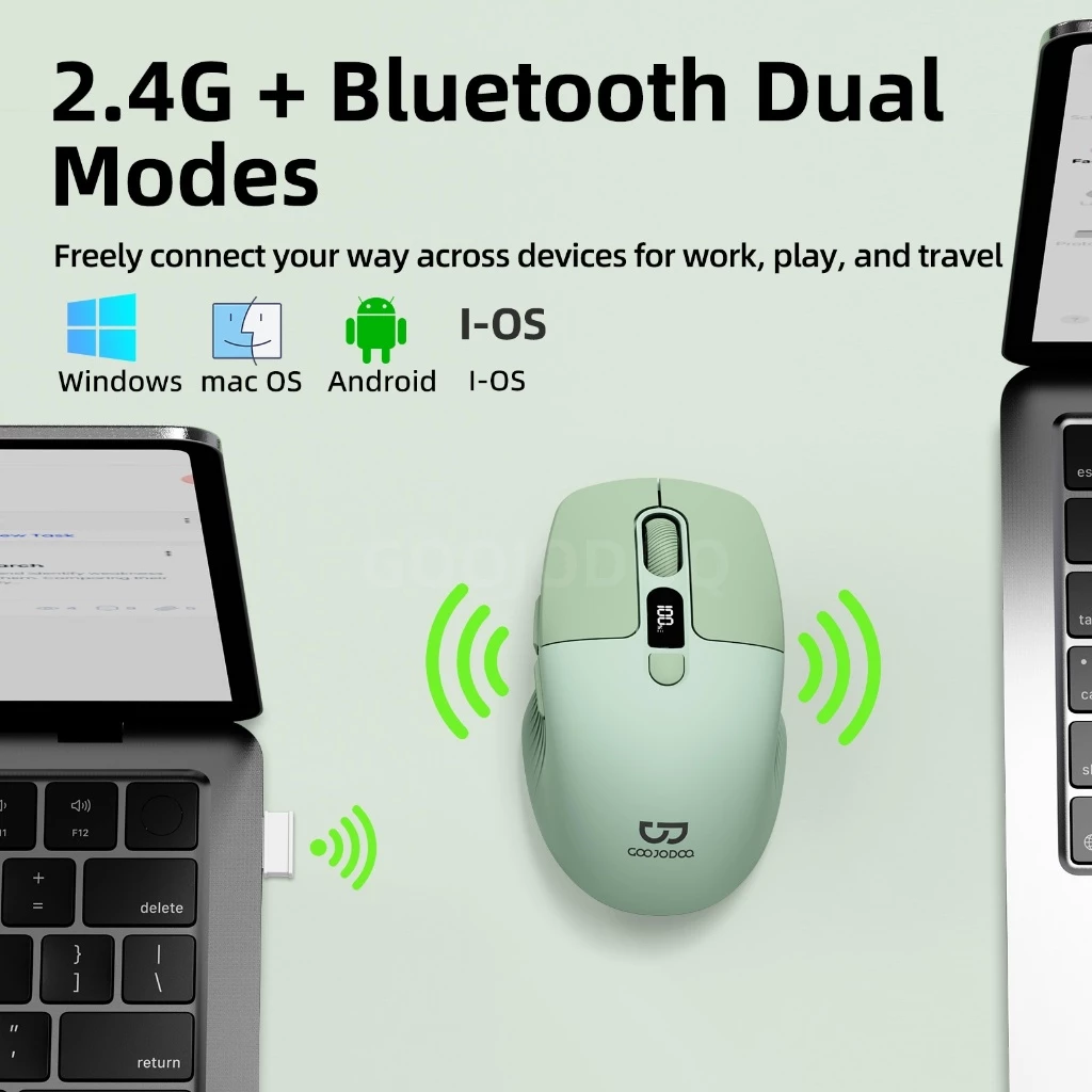 GOOJODOQ เมาส์ Triple Connectivity 2.4GHz Ergonomic thumbnail 4