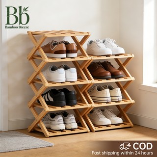 【Easy Assemble & Durable】Malaysia Hit Foldable Shoe Rack Natural Bamboo Heavy-Duty Must-Have for Renters/Families