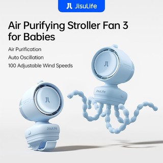 【New Arrival】JisuLife Stroller Fan 3 Air Purification 100 Adjustable Gentle Wind 21H Long Battery Ultra-Quiet Natural Wind Mode Auto Oscillation Night Light Clip-on & Desktop Multi-Scene Indoor & Outdoor