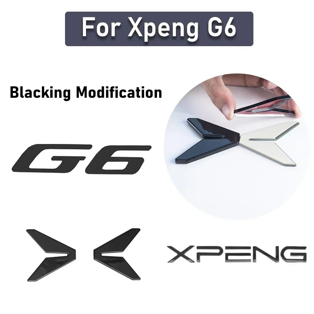 สําหรับ Xpeng G6 2023 2024 2025 Xiaopeng G6 ป้ายสีดําด้านหน้าด้านหลัง Badge Blacken การปรับเปลี่ยนอุปกรณ์เสริม