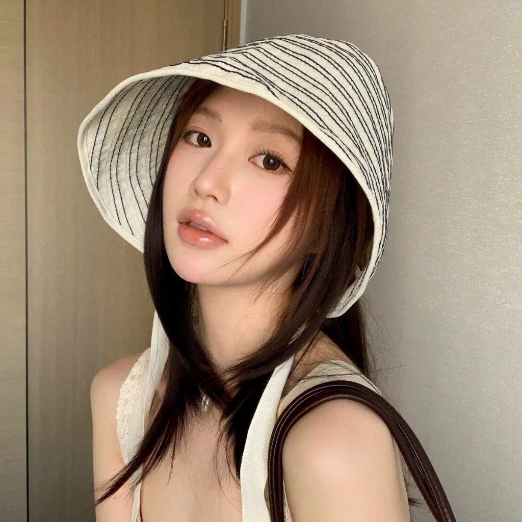 หมวกชาวประมงลายรัดส้น ปีกกว้าง กันแดด สไตล์ฝรั่งเศสสำหรับฤดูร้อน