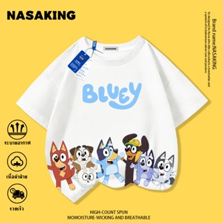 NASA เสื้อยืดเด็ก ผ้าฝ้าย Bluey พิมพ์ลายการ์ตูน ระบายอากาศดี…