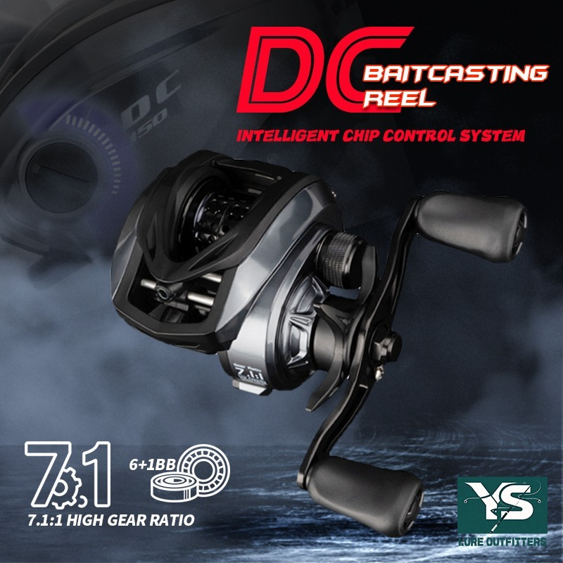 อิเล็กทรอนิกส์เบรค Baitcasting Reel 7.1:1 อัตราทดเกียร์, 6+1 แบริ่ง, ชิปอัจฉริยะ, ปรับด้านข้าง, และทนน้ำ