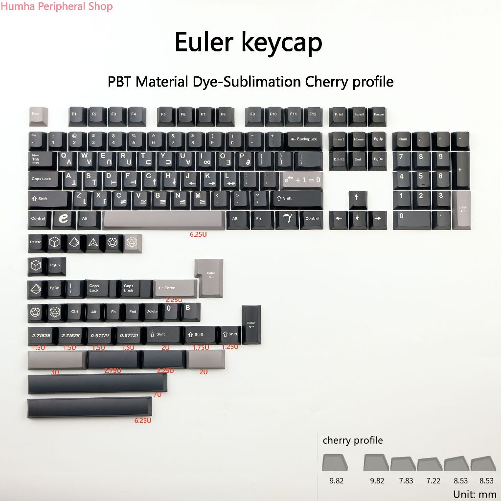 Humha Euler keycaps วัสดุ PBT Dye-Sublimation Cherry protail คีย์บอร์ด keycap ส่วนบุคคล keycaps GMK 