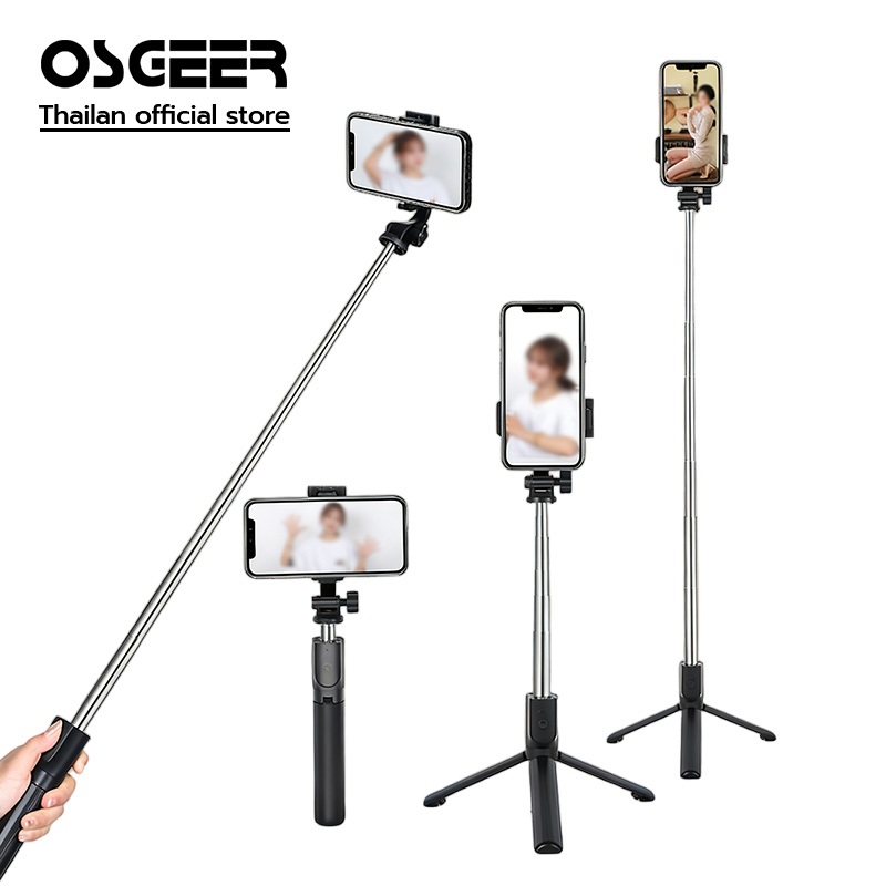 OSGEER ไม้เซลฟี่ขาตั้งกล้องสําหรับเดินทาง 1 ม. สําหรับโทรศัพท์มือถือพร้อมรีโมทคอนโทรลและที่วางโทรศัพท์, ไม้เซลฟี่แบบขยายสําหรับ iPhone, ขาตั้งกล้อง iPhone สําหรับการบันทึกวิ