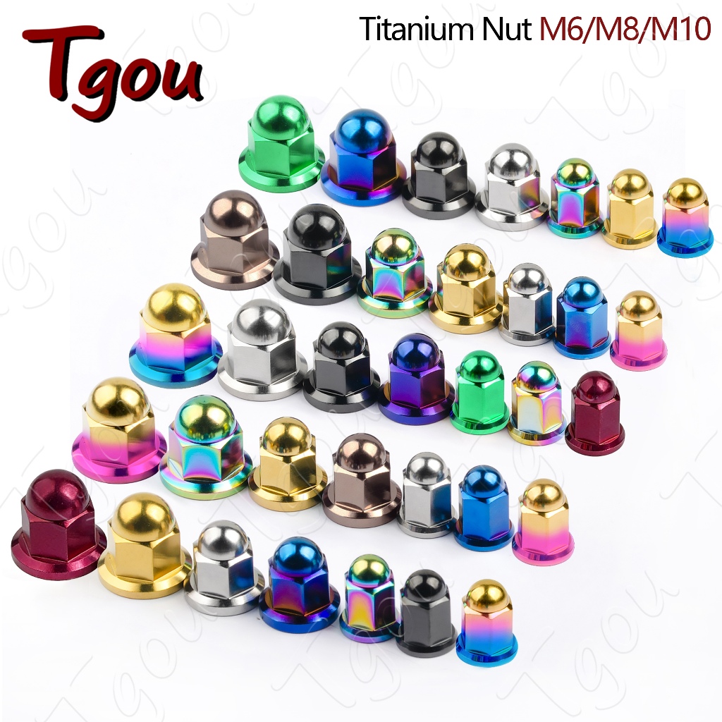 Tgou น็อตไทเทเนียมอัลลอย M6 M8 M10 พร้อมฝาครอบ ป้องกันรอยขีดข่วน สําหรับท่อไอเสียรถจักรยานยนต์