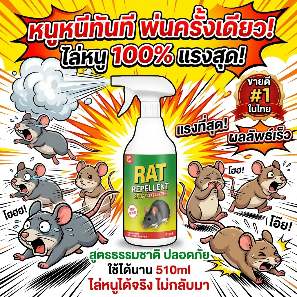 🐀หนูจะไม่กลับมาอีกเลย🐭Hb ยาไล่หนู สเปรย์ไล่หนู เครื่องไล่หนู 510ml ไล่หนู ในห้องเครื่องรถยนต์ ในรถยนต์ ในบ้าน