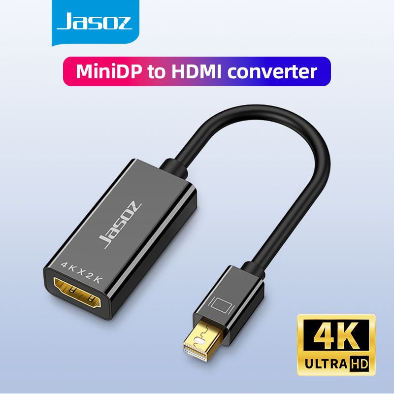Jasoz Mini DP to HDMI Adapter 4K Male Mini DP to Female HDMI For Laptop Projector TV PC