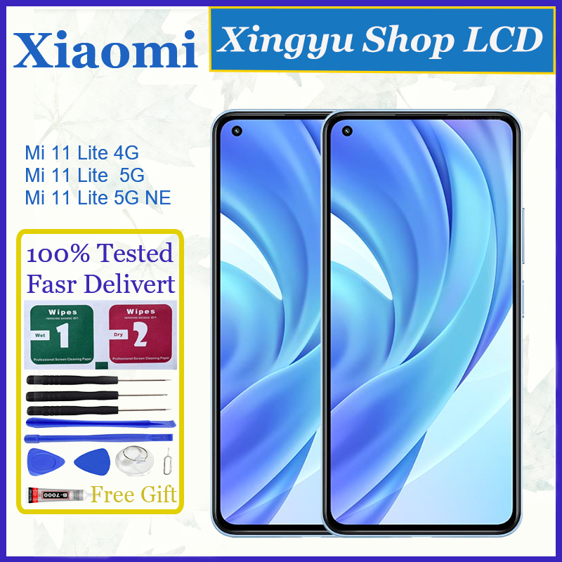 Original AMOLED สําหรับ Xiaomi Mi 11 Lite 4G Mi 11 Lite 5G Mi 11 Lite 5G NE จอแสดงผล LCD หน้าจอสัมผั