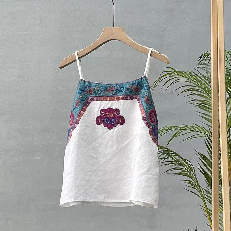 เสื้อชั้นในผ้าฝ้ายและลินิน ออกแบบตามสไตล์จีนวินเทจ ลายปักสวยงาม