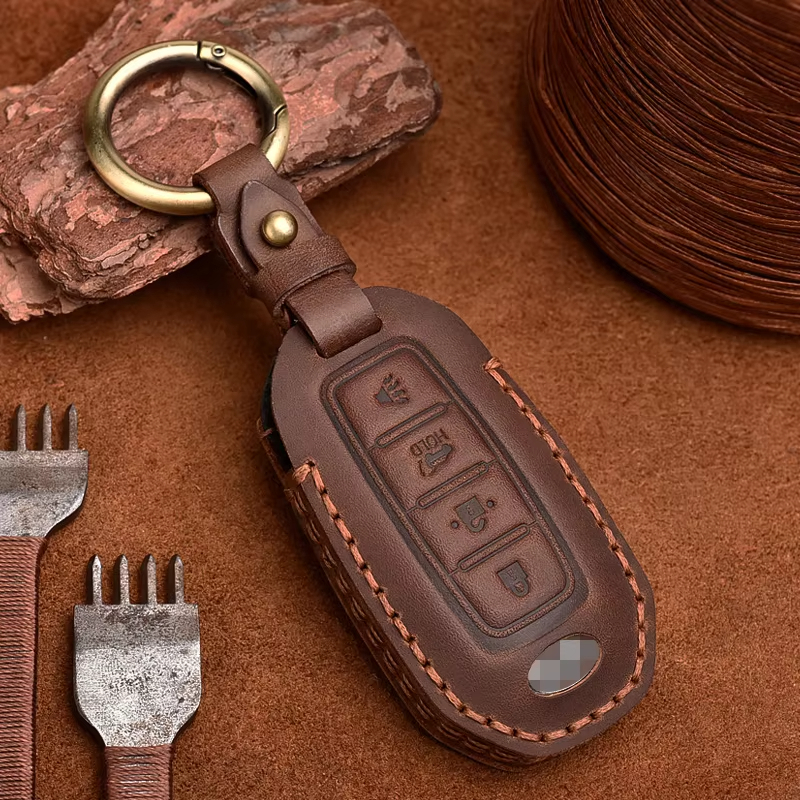 เคสกุญแจรถหนังแท้สําหรับ Infiniti Qx50 Qx60 Key Protector Fob Cover