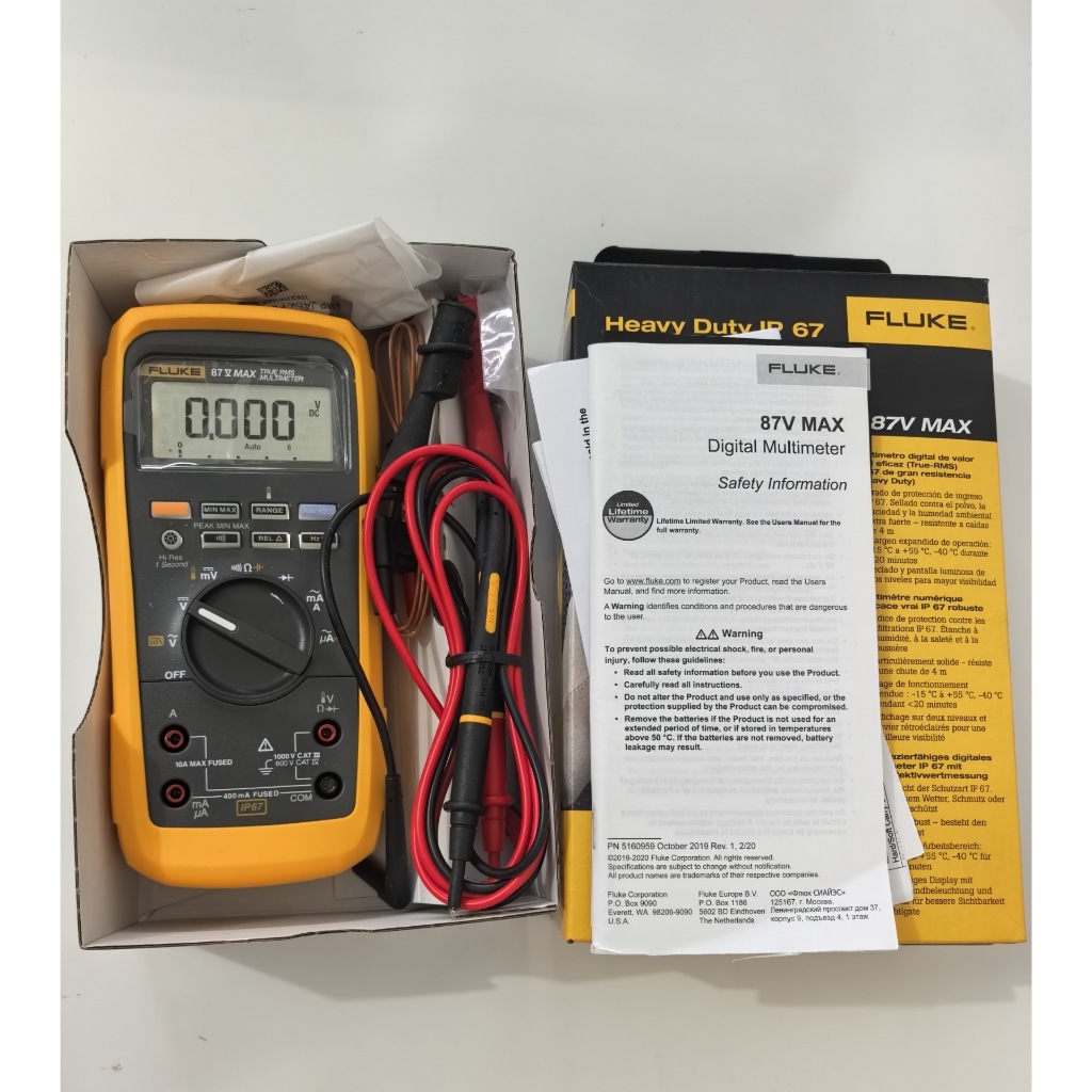 Fluke 87V MAX มัลติมิเตอร์แบบดิจิตอล AC และ DC 0.1 mV ถึง 1000 V