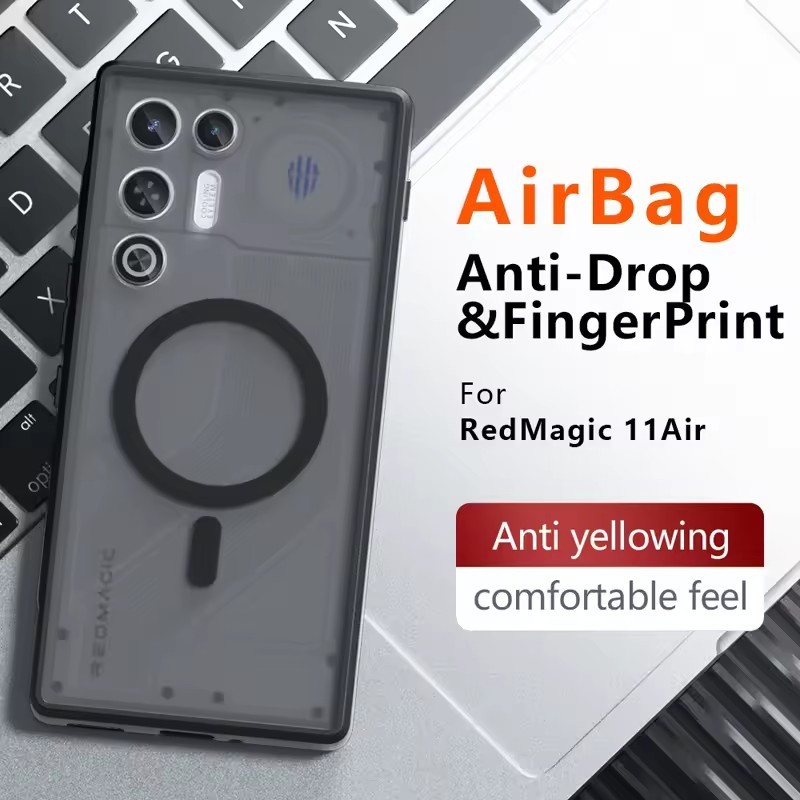 ZTE สําหรับZTE Nubia Red Magic 11S 11 10 Air 11S 10S 9 9S 8 8S Pro Plusกรณีกันกระแทกแม่เหล็กชาร์จไร้สายMatte PC + TPUป้องกันลายนิ้วมือโปร่งแสงสําหรับสีแดงMagic11 Air Shell