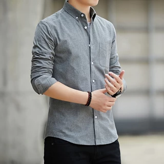เสื้อเชิ๊ตชายแบบSlim Fit ลายOxford แขนยาว สวมใส่ง่ายและเหมาะสำหรับการทำงาน พร้อมเนื้อผ้านุ่มสบาย breathable ในหลายไซส์