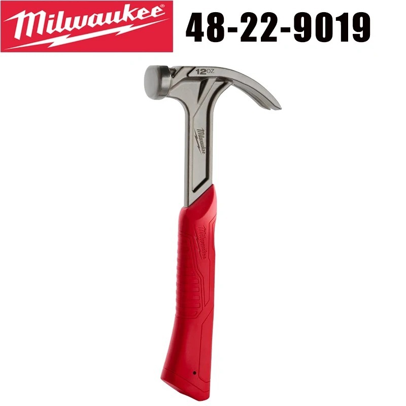 Milwaukee 48-22-9019 Finish Hammer 12oz Smooth Face Hybrid Claw ด้ามจับดูดซับแรงกระแทก