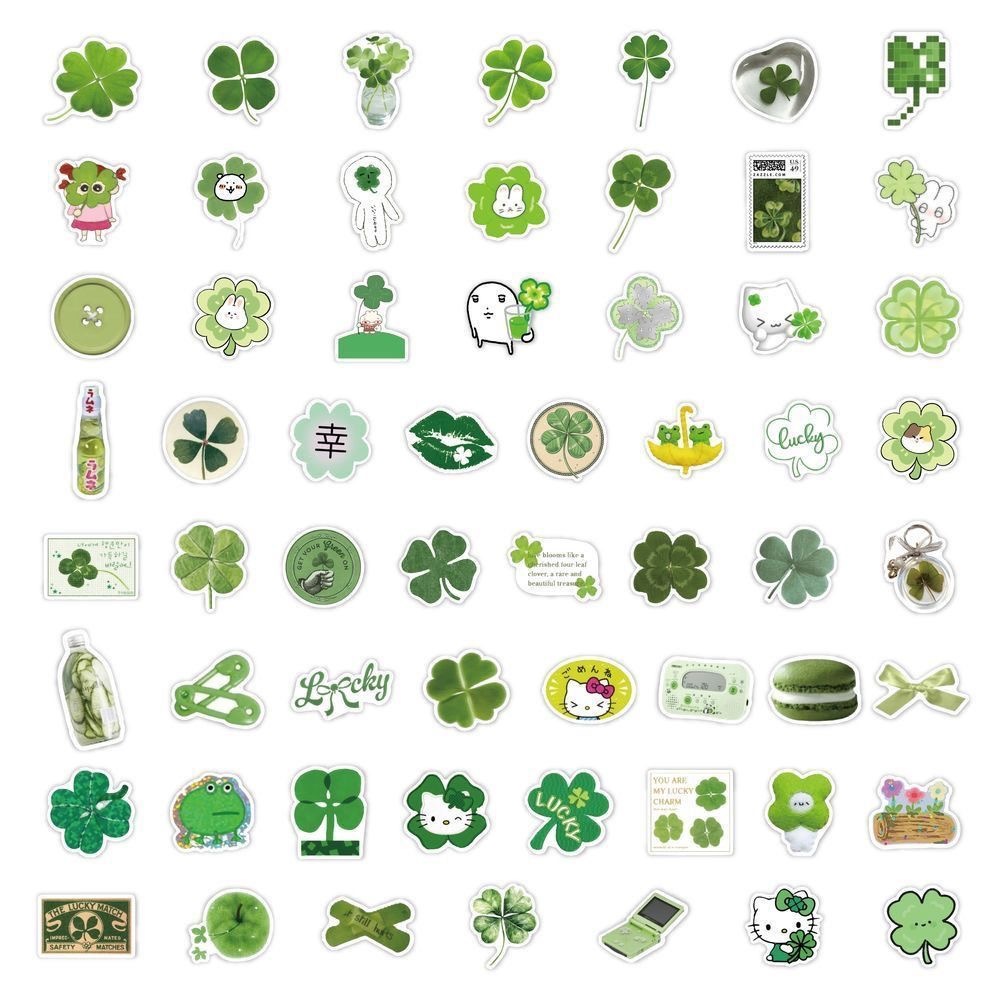 60แผ่นCloverสติกเกอร์DIYคู่มือวัสดุสติกเกอร์ปิดผนึกสติกเกอร์กันน้ําถ้วยน้ําเคสโทรศัพท์ตกแต่ง