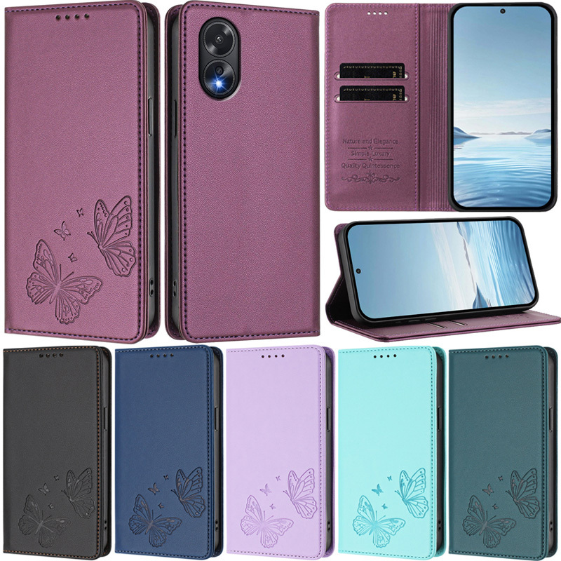 หรูหราปลอกสําหรับOppo A79 A18 A38 A58 A78 A98 5G Realme 12X 13 Realme 13 + Realme 12 + 5Gกระเป๋าสตางค์ผีเสื้อหนังPUนุ่มช่องใส่การ์ดผิวป้องกันพลิกขาตั้งฝาครอบกรณี