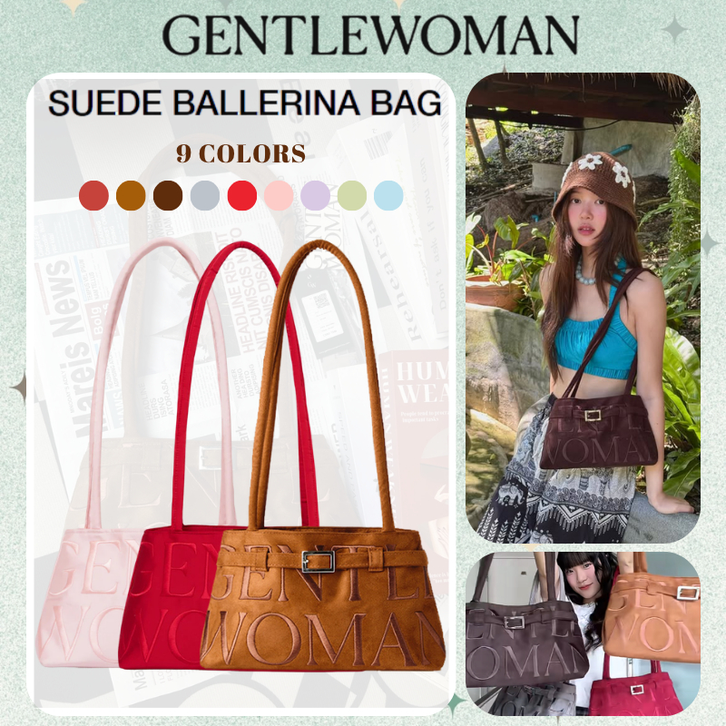 GENTLEWOMAN SUEDE BALLERINA BAG แท้ gentlewoman กระเป๋า ขายดีเหมือนเทน้ำเทท่า กระเป๋าสะพายไหล่ ราคา ถูกที่สุด ดีลบีเคเค