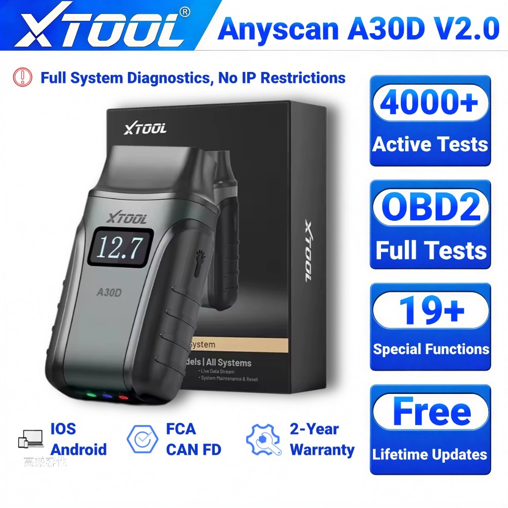 FREE UPDATES XTOOL A30D V2.0 OBD2 เครื่องสแกนเนอร์ OE ระดับ Full ระบบวินิจฉัยรถยนต์ 19 + รีเซ็ต FCA 