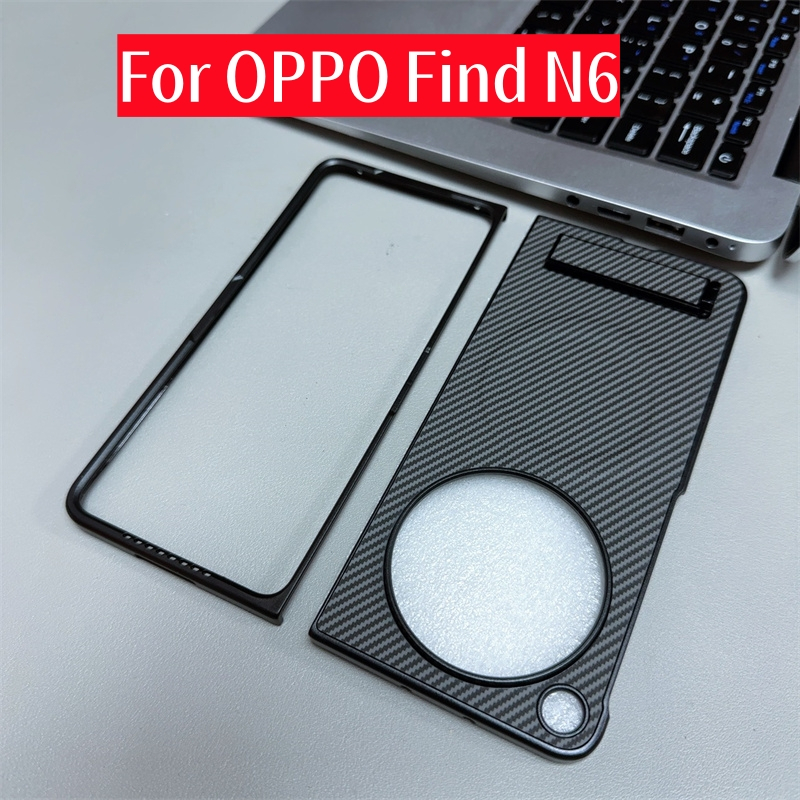 วงเล็บซ่อนเคสแม่เหล็กสําหรับOPPO Find N6 N5 N3 Oneplus OPEN 2 ปลอกคาร์บอนไฟเบอร์เนื้อPUหนังMatteป้องกันลายนิ้วมือ