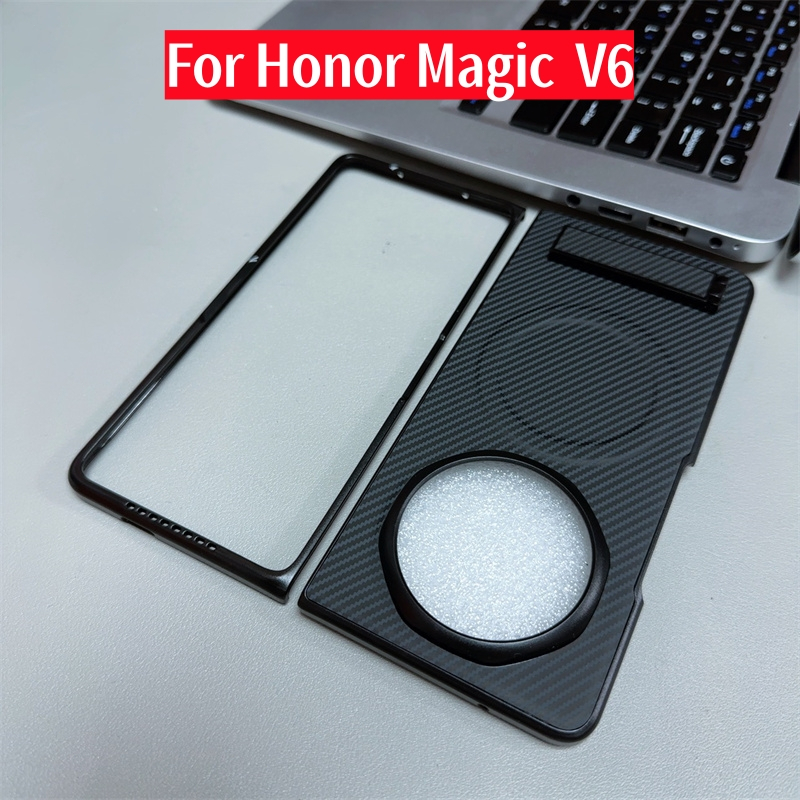 วงเล็บซ่อนเคสแม่เหล็กสําหรับ Huawei Honor Magic V6 V5 V3 V2 Mate X7 X6 X5 X3 ปลอกคาร์บอนไฟเบอร์เนื้อหนัง PU Matte Cover