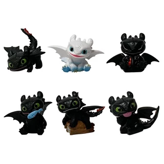 6 ชิ้น/เซ็ตการ์ตูนอะนิเมะ Light Fury มังกรสีดํารุ่น Q PVC ตัวเลขการกระทําเดสก์ท็อปตกแต่งตุ๊กตาของเล่น
