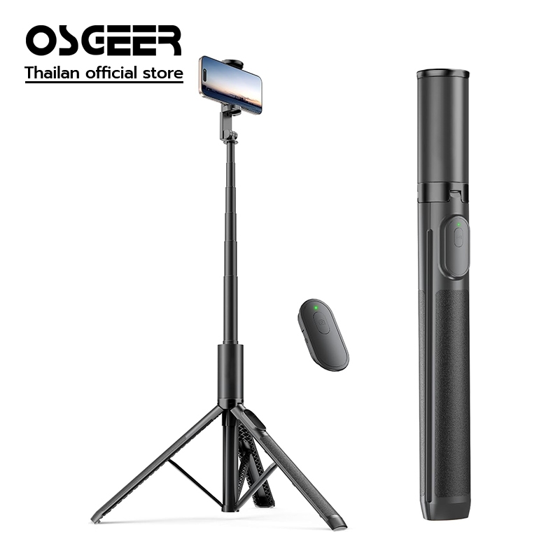 OSGEER 1.7M ขาตั้งกล้องไม้เซลฟี่, ขาตั้งกล้องโทรศัพท์แบบยืดได้พร้อมรีโมทไร้สายเข้ากันได้กับโทรศัพท์มือถือสําหรับเซลฟี่, การถ่ายภาพ, วิดีโอ, สตรีมสด