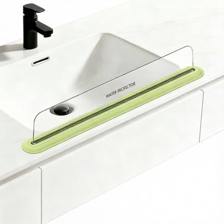 CrystalSplash Pro Guard - 19.8" (50ซม.) แผ่นกั้นน้ํากระเซ็นแบบใสพร้อมถ้วยดูดซุปเปอร์ | เครื่องมือฟรีห้องครัว/ตัวบล็อกน้ําในห้องน้ํา (วัสดุ สัตว์เลี้ยง เก็บเคาน์เตอร์แห้ง100%)
