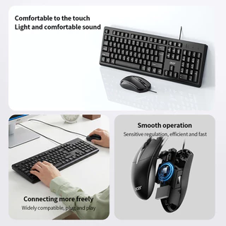 Acer OAK930 ชุดคีย์บอร์ดและเมาส์แบบมีสายขนาดเต็ม 104 คีย์เค้าโครง Plug-and-Play การดําเนินงานเสียงรบกวนต่ํา