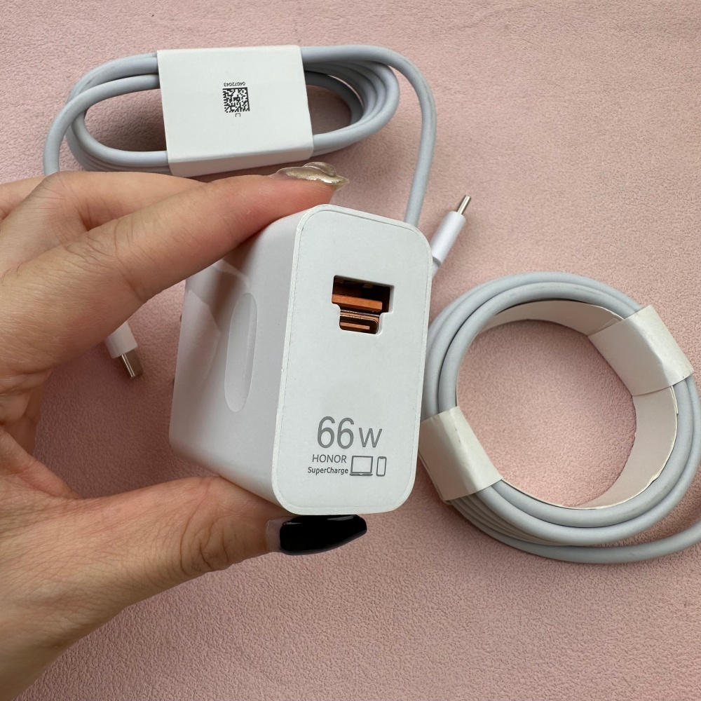 Honor 66W EU Charger Dual พอร์ต USB A/USB C Super ชาร์จ Wall Power Adapter 1/1.5/2M PD สําหรับ Honor