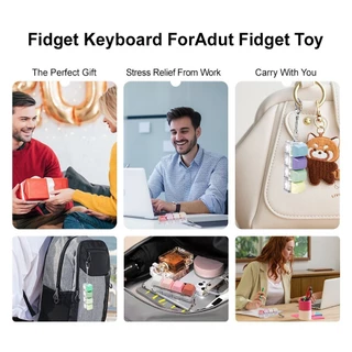4/9 คีย์คีย์บอร์ด Fidget Decompression ของเล่น Fidgets Clicker ของเล่นพร้อมไฟ LED คีย์บอร์ดพวงกุญแจ Pass Time ความเครียดบรรเทาของเล่นบีบอัด