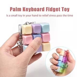 4/9 คีย์คีย์บอร์ด Fidget Decompression ของเล่น Fidgets Clicker ของเล่นพร้อมไฟ LED คีย์บอร์ดพวงกุญแจ Pass Time ความเครียดบรรเทาของเล่นบีบอัด