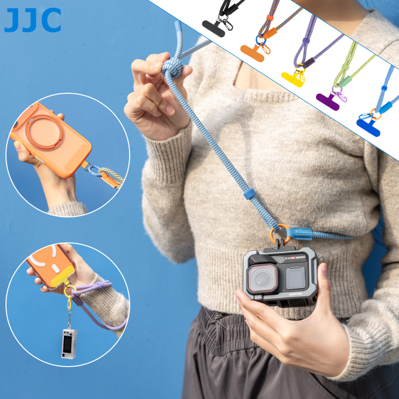 JJC สายถักสายคล้องคอสําหรับ DJI Osmo Action 6 5 Pro 4 3 Ace Pro 2 X4 Air X5 กล้องสายคล้องไหล่ปรับได้สําหรับโทรศัพท์มือถือ 17 16 15 14 Pro Max Pro Plus พร้อมเคสโทรศัพท์