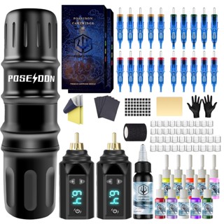 Poseidon Tattoo Pen Kit-Tattoo Machine 2 ชิ้นไร้สาย Tattoo P…
