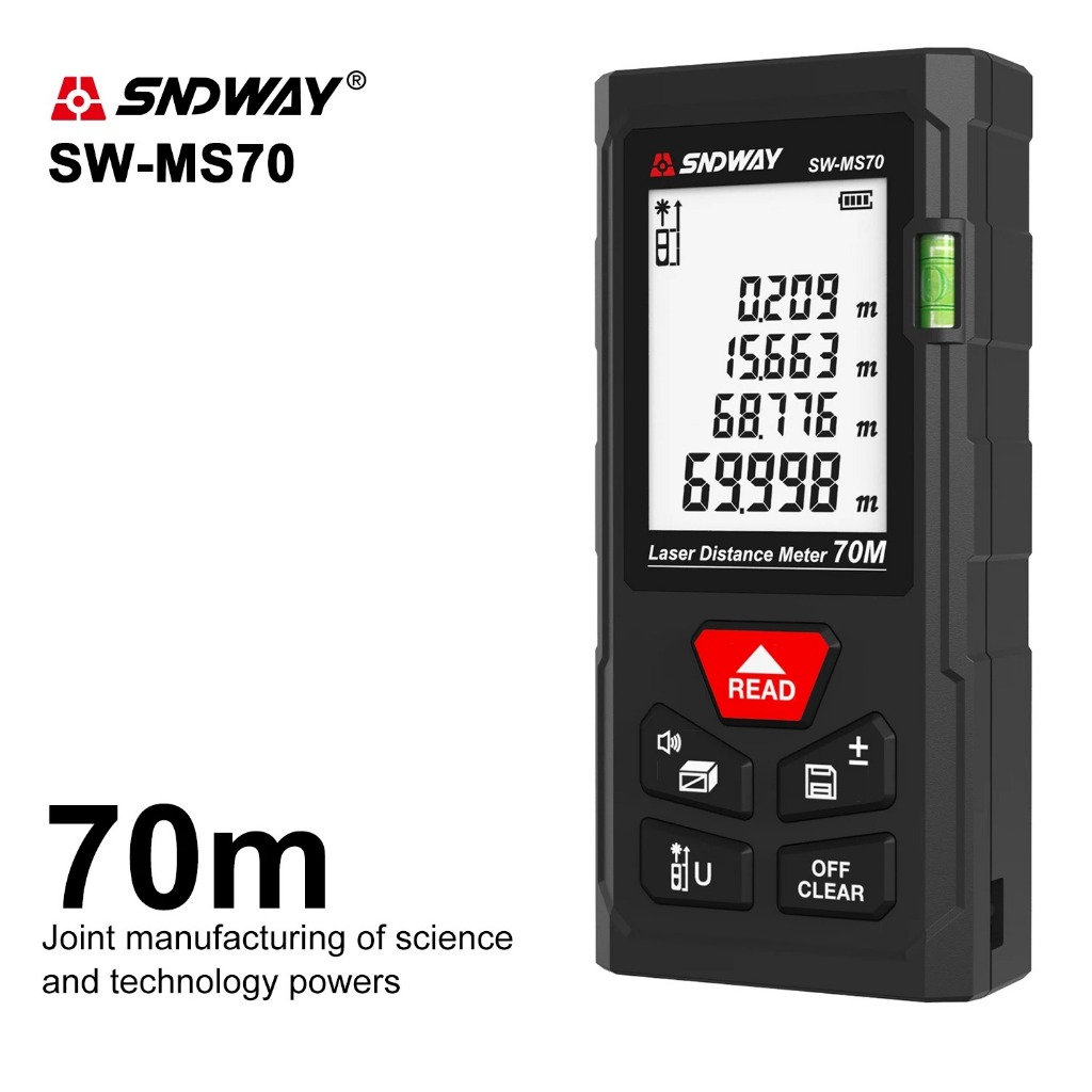 SNDWAY เครื่องวัดระยะเลเซอร์ SW-MS50 SW-MS70 SW-MS100 50m 100m เรนจ์ไฟดิจิตอล